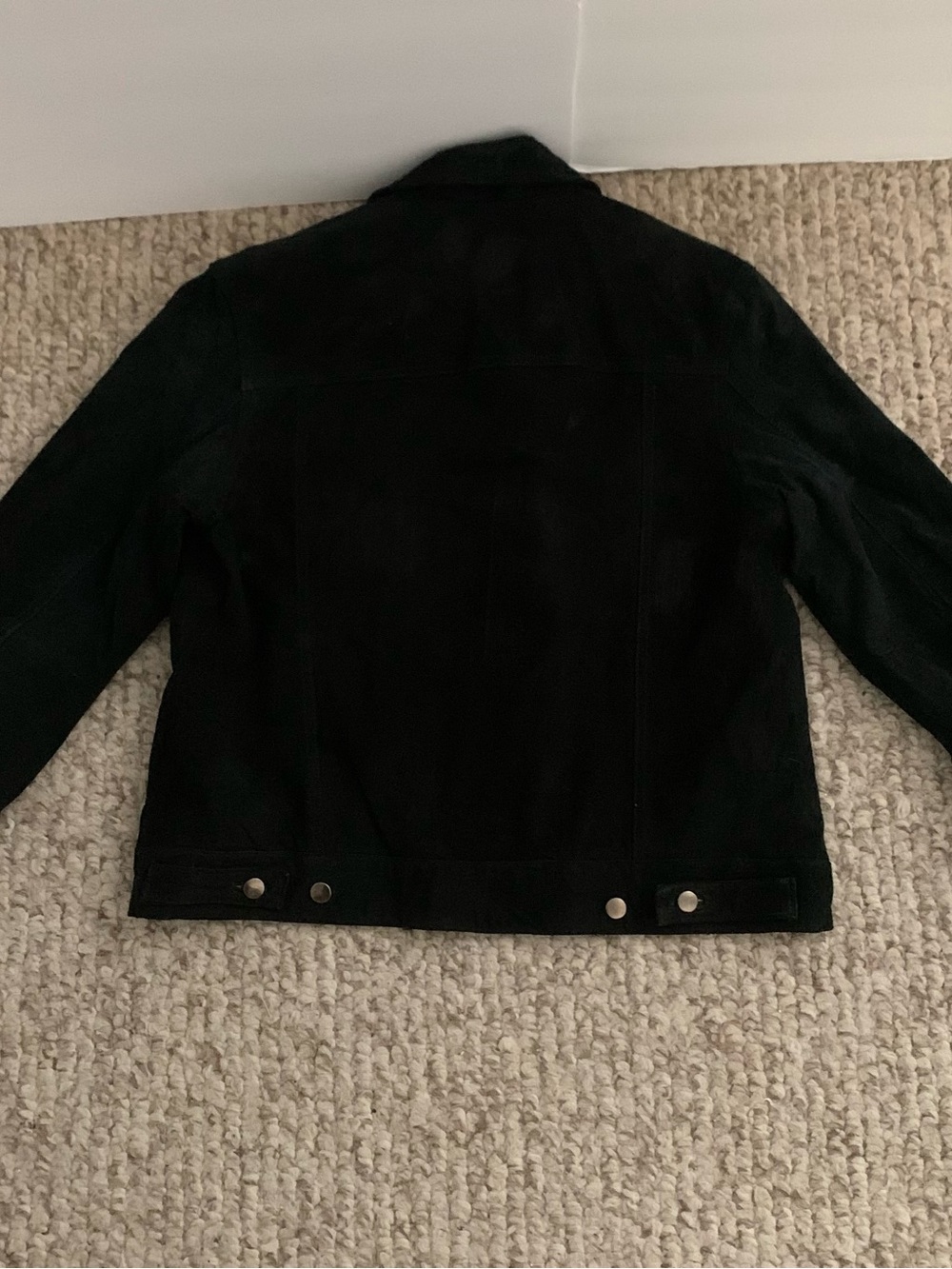 Black Suede Jacket, White Cowhide Faux Fur, Ashley By 26 International, Size M - Picture 3 of 5
